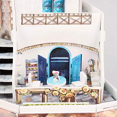 DIY Puzzle 3D De Santorini, Grecia Kit de Construcción de Mar Egeo Ciudad Juguetes Modelos Decoración De Mobiliario Exquisita, Adecuado para La Colección (129Pcs)