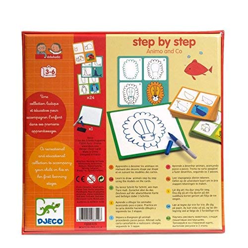 DJECO- Juegos Educativos Eduludo by Step Animals, Multicolor (DJ08319)