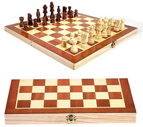 DJRH Juego de ajedrez de 7.5Inchestravel, Juego de ajedrez de Juegos de Mesa de Madera para Adultos, Conjunto de Juegos de ajedrez Plegable con Piezas de ajedrez Artesanal magnética