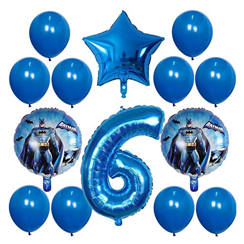 Djujiabh Globos 14pcs / Set Superman Batman Globos Número Foil Blowoon Feliz Cumpleaños Decoraciones de Fiesta Air Superheroo Globo (Color : Blakc-5)