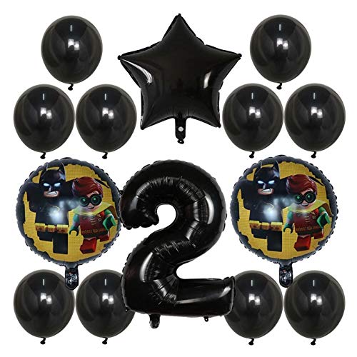 Djujiabh Globos 14pcs / Set Superman Batman Globos Número Foil Blowoon Feliz Cumpleaños Decoraciones de Fiesta Air Superheroo Globo (Color : Blakc-5)