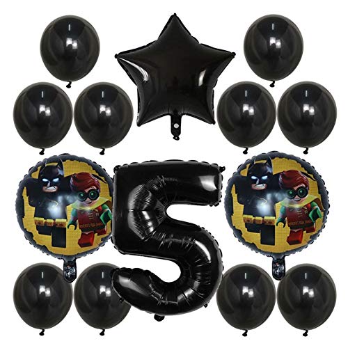 Djujiabh Globos 14pcs / Set Superman Batman Globos Número Foil Blowoon Feliz Cumpleaños Decoraciones de Fiesta Air Superheroo Globo (Color : Blakc-5)