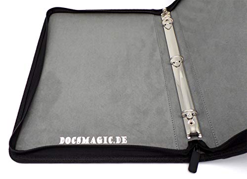 docsmagic.de 3-Ring Premium Zip-Album Black + 50 9-Pocket Premium Pages - Álbum para Tarjetas + Pagina - Negra - PKM - YGO - MTG