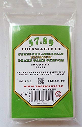 docsmagic.de 50 Premium Standard American Board Game Sleeves - 57 x 89 - US - 59 x 91