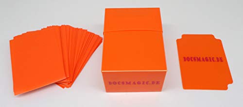 docsmagic.de Deck Box Full + 60 Double Mat Orange Sleeves Small Size - Caja & Fundas - YGO