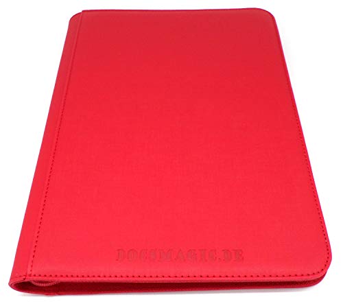 docsmagic.de Premium Pro-Player 9-Pocket Zip-Album Red - 360 Card Binder - MTG - PKM - YGO - Cremallera Roja