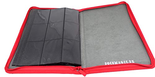 docsmagic.de Premium Pro-Player 9-Pocket Zip-Album Red - 360 Card Binder - MTG - PKM - YGO - Cremallera Roja