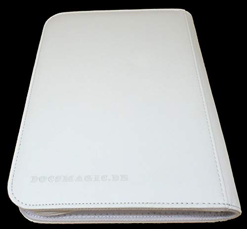 docsmagic.de Pro-Player 4-Pocket Zip-Album White - 160 Card Binder - MTG - PKM - YGO - Cremallera Blanco
