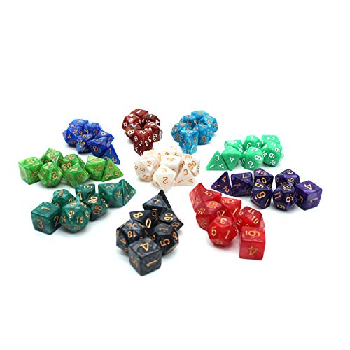 DollaTek Juego de Dados poliédricos 10 Juegos completos de Dados （70 Piezas） de D4 D6 D8 D10 D% D12 D20 Compatible con Mazmorras y Dragones DND RPG MTG Juegos de Mesa