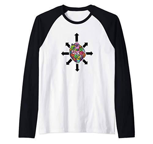 Doodle art, dibujo cómico, estrella del caos, monstruos Camiseta Manga Raglan