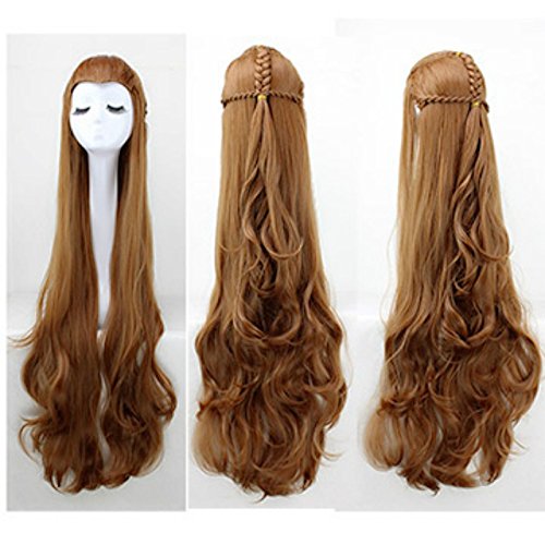 Dosige Señor de los Anillos Elfos Femeninos Tarrell Peluca De Mujeres Cabello Peluca Cosplay Disfraz Peluca Ideal para Disfraz de Anime Marrón