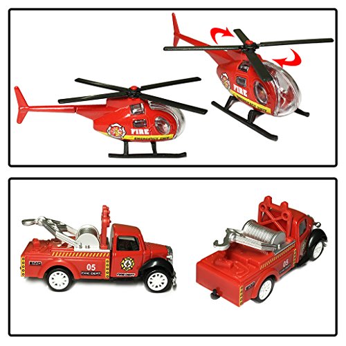 Dreamon Juguete con Coche de Bomberos Mini Coches de Fricción Vehículos para niños, Pack de 5