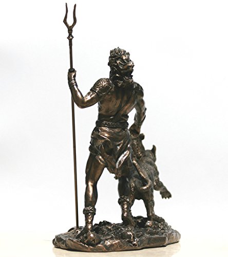 e-katastima Hades Pluto God of Underworld & Cerberus Decorative Statue Sculpture Figure Bronze Finish 7.87" / 20cm