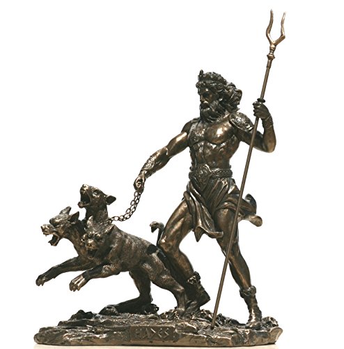 e-katastima Hades Pluto God of Underworld & Cerberus Decorative Statue Sculpture Figure Bronze Finish 7.87" / 20cm