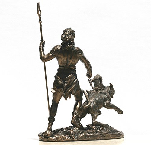 e-katastima Hades Pluto God of Underworld & Cerberus Decorative Statue Sculpture Figure Bronze Finish 7.87" / 20cm