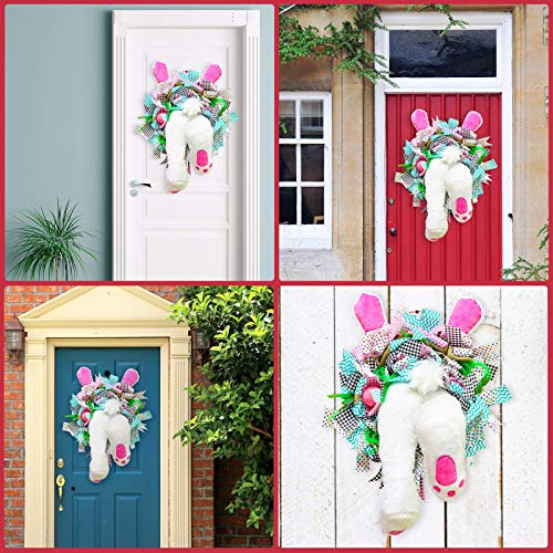 Easter Bunny Wreath Door Decorations Bunny Butt and Ears Wreath, Spring Wreath Easter Garland Easter Wreaths, Easter Rabbit Wreath Decor for Front Door, Rabbit Shape Garland Wall Decor (Easter D)