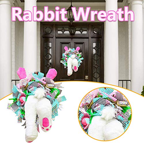 Easter Bunny Wreath Door Decorations Bunny Butt and Ears Wreath, Spring Wreath Easter Garland Easter Wreaths, Easter Rabbit Wreath Decor for Front Door, Rabbit Shape Garland Wall Decor (Easter D)