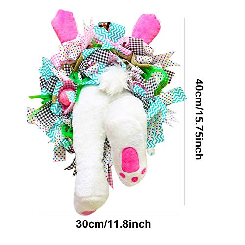 Easter Bunny Wreath Door Decorations Bunny Butt and Ears Wreath, Spring Wreath Easter Garland Easter Wreaths, Easter Rabbit Wreath Decor for Front Door, Rabbit Shape Garland Wall Decor (Easter D)