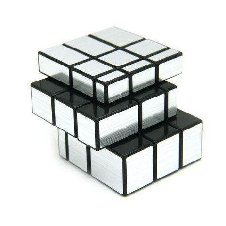EasyGame - 3x3x3 Espejo Plata Speed Cube Puzzle Blanco Cuerpo + Plata ticker (Plata + Negro)