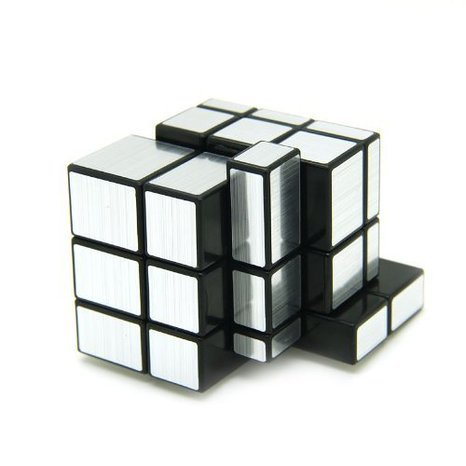 EasyGame - 3x3x3 Espejo Plata Speed Cube Puzzle Blanco Cuerpo + Plata ticker (Plata + Negro)