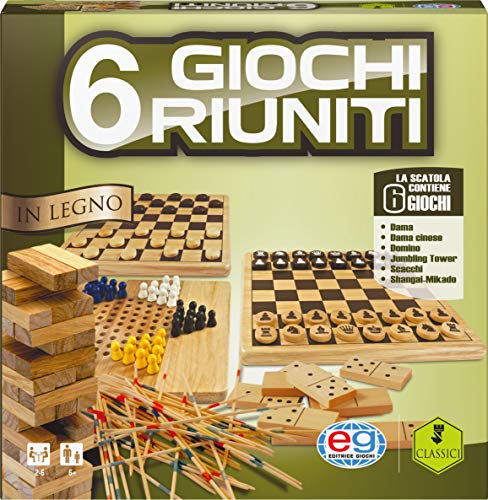 Editrice Giochi Colección de Juegos clásicos de Madera 6 en 1.