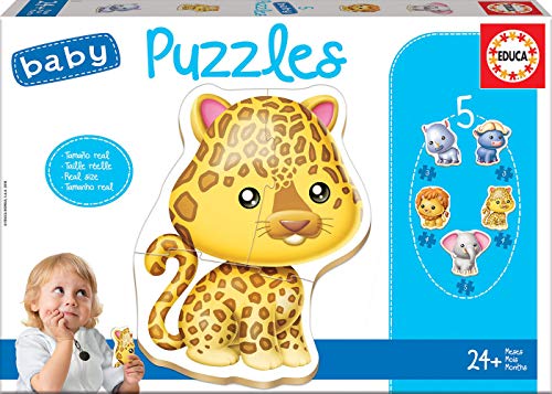 Educa- Animales Salvajes Pack de 5 Puzzles, Multicolor (14197)