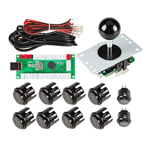 EG STARTS 1 Jugador Arcade DIY Kit Codificador USB a PC Arcade Joystick Botones para USB MAME Juego de PC DIY y Raspberry Pi Retro Controller Parts (Negro)