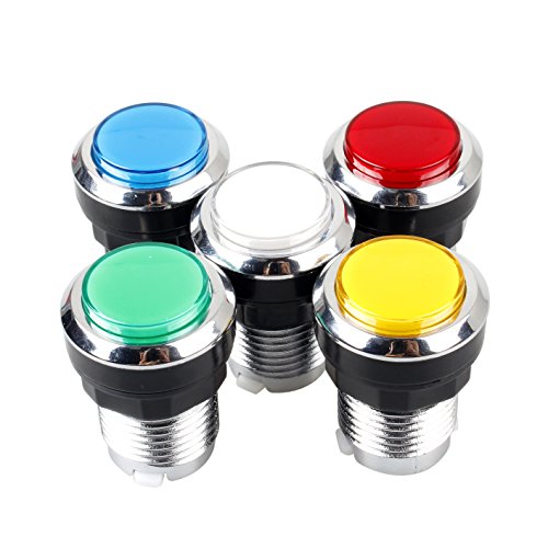 EG STARTS 10x Arcade Chrome luz LED Iluminado pulsador con 4.8mm Terminal Micro Switch En Arcade Machine Games Mame Jamma Piezas 12V 30mm Botones (Blanco)