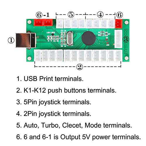 EG STARTS 4 Jugadores Arcade LED DIY Kit USB Zero Delay codificador Joystick + LED Chrome Arcade Botones para MAME USB para Juegos de PC y Frambuesa Pi Retro Controladores