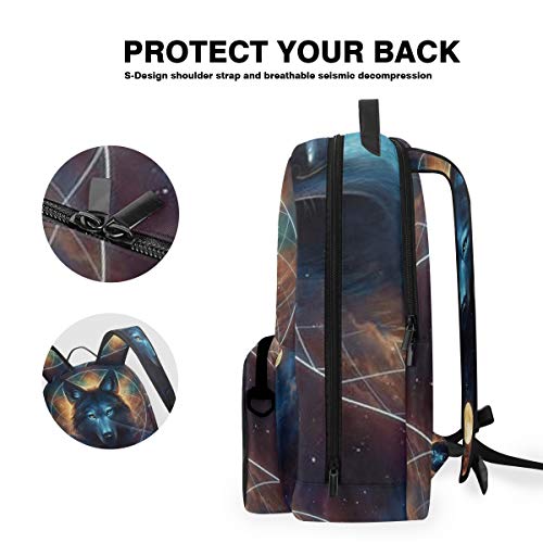 El Rey Lobo Espacial Mochilas Escolar Impermeable Mochila Escolares Bolso con Mensajero para Estudiante Niñas Niños