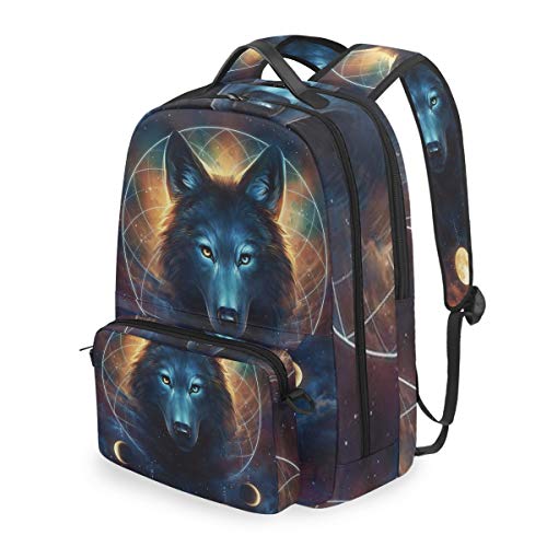 El Rey Lobo Espacial Mochilas Escolar Impermeable Mochila Escolares Bolso con Mensajero para Estudiante Niñas Niños