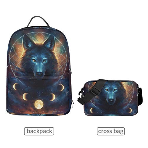 El Rey Lobo Espacial Mochilas Escolar Impermeable Mochila Escolares Bolso con Mensajero para Estudiante Niñas Niños