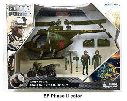 Elite Force Army Strike MH-6 Spec Ops Little Bird Vehicle with Helicopter, Motorcycle, and 2 Action Figures by Elite Force