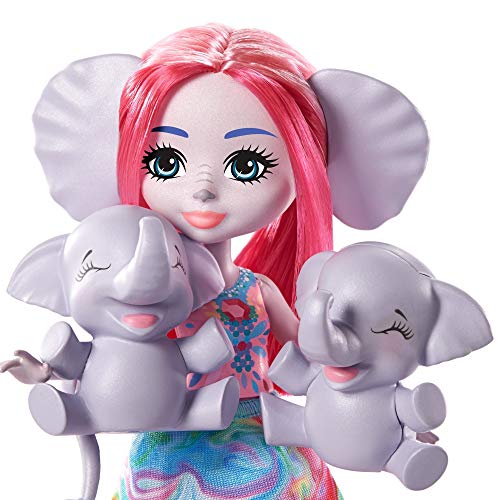 Enchantimals Sunny Savanna Muñeca Esmeralda Elephant con familia de elefantes mascota de juguete (Mattel GTM30)