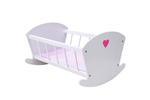 Engelhart - Muebles de Madera para muñecas bebé - Muebles y Accesorios a Juego - Cama, Trona, literas, Cuna, Cambiador, cómoda - Rosa y Blanco (Cuna)