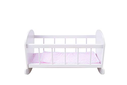 Engelhart - Muebles de Madera para muñecas bebé - Muebles y Accesorios a Juego - Cama, Trona, literas, Cuna, Cambiador, cómoda - Rosa y Blanco (Cuna)