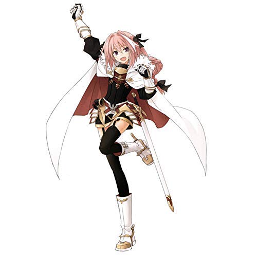 EQWR Fate/Apocrypha Personaje de anime Astolfo Cosplay Pelucas con trenza Fibra sintética resistente al calor Cereza y cabello largo y liso blanco