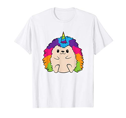 Erizo divertido Niños Unicornio Erizo Arco Iris Camiseta