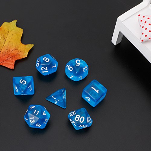 Exing Dados Poliédricos, 7 X Dados De Juego Poliédricos Claros para Dragon Pathfinder D20 D12 2xD10 D8 D6 D4