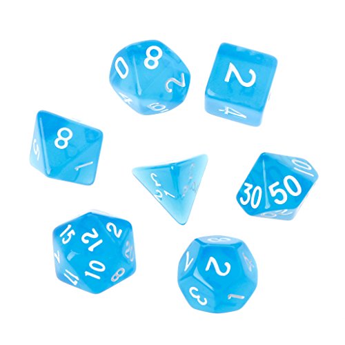 Exing Dados Poliédricos, 7 X Dados De Juego Poliédricos Claros para Dragon Pathfinder D20 D12 2xD10 D8 D6 D4