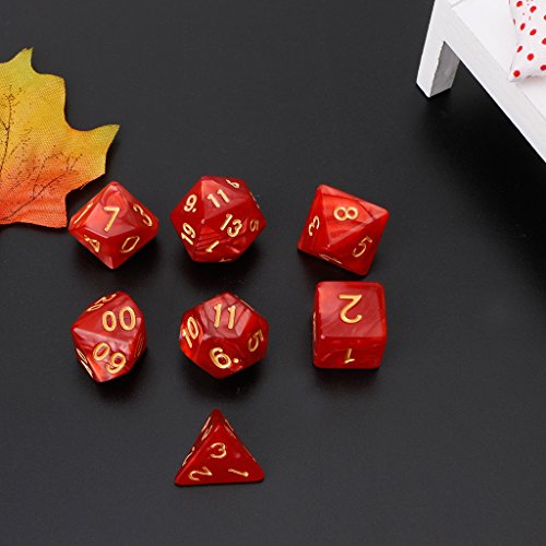 Exing Dados Poliédricos, 7 X Números De Oro De Los Dados Poliédricos para Dragon Pathfinder D20 D12 2xD10 D8 D6 D4