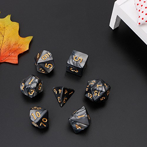 Exing Dados Poliédricos, 7 X Números De Oro De Los Dados Poliédricos para Dragon Pathfinder D20 D12 2xD10 D8 D6 D4