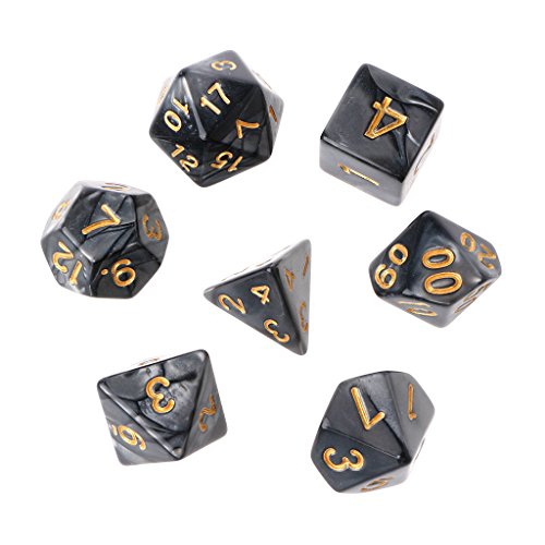 Exing Dados Poliédricos, 7 X Números De Oro De Los Dados Poliédricos para Dragon Pathfinder D20 D12 2xD10 D8 D6 D4