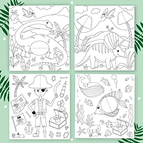 Express Yourself MIP Lost in Adventure Get Set Make Coloring en Set con Honeycomb Kids Craft Kits – Juego de colorear creativo con Diplodoco, Triceratops, Pirata y Underwater Designs GSET004