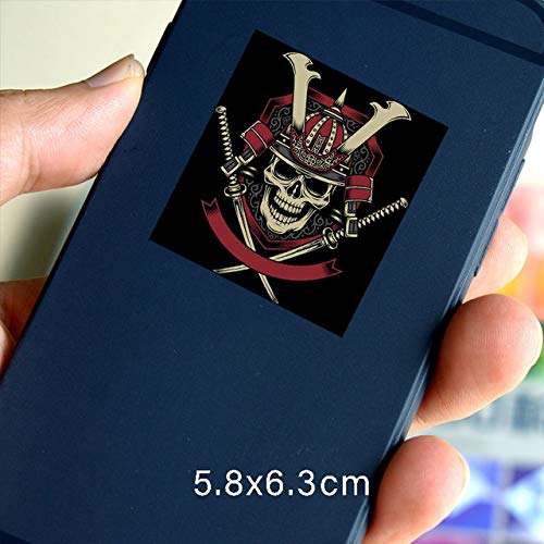 FAFPAY Sticker de Carro lcs495# 13x14.1cm cráneo Guerrero Samurai con Espadas Cruzadas Katana Vector Pegatinas Divertidas para Autos Estilo extraíble Deca 3 Piezas LCS495 pequeño