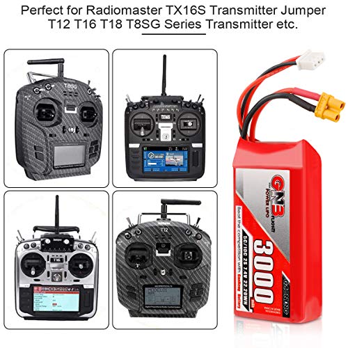 FancyWhoop 2S 3000mah 7.4V Lipo Batería 5C con Enchufe XT30 Transmisor de Control Remoto Batería Batería de Gran Capacidad para Radiomaster TX16S Transmisor Jumper T12 T16 T18 T8SG Serie Transmisor