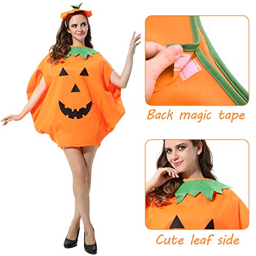 FEPITO 4 Piezas Unisex Adulto Disfraz de Calabaza de Halloween Disfraces Divertidos de Halloween Naranja Calabaza Cosplay Ropa de Fiesta