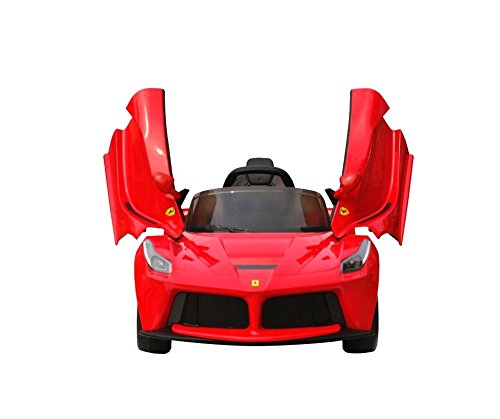 Ferrari RUNRUNTOYS-Coche Eléctrico 12V Licenciado para Niños de +3 Años con Asiento de Piel y Puertas Abatibles, Color Rojo (Herrajes Multimec 4004)