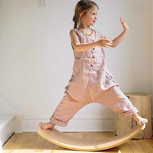 fllyingu Tabla de Equilibrio de Madera para Niños Juguete Ecológico De Tablero De Gran Equilibrio Tabla Sala de Arco para los niños, la habitación para Pose Yoga, Equilibrio Ejercicio