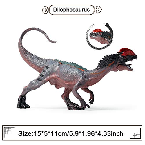 FLORMOON Juego de Dinosaurios - Realista Dilophosaurus Dorado Dinosaur- Figuras de Dinosaurio de plástico - Decoración de Pasteles de cumpleaños, artículos de Fiesta para niños(Edición clásica)